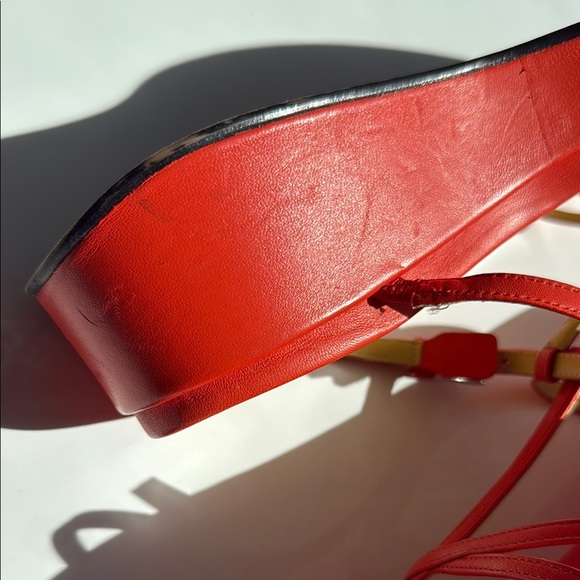 Labucq Red Wedge Sandals - Picture 15 of 16